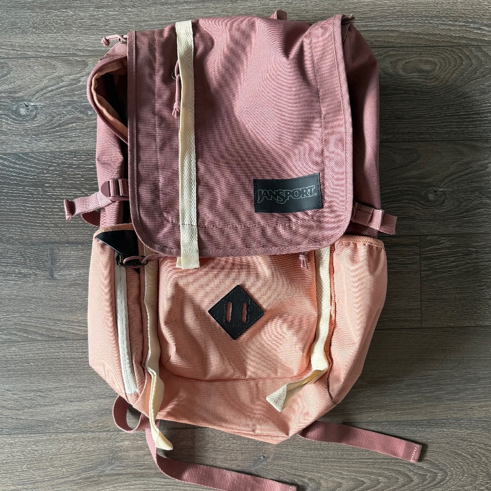 Jansport Hatchet Backpack Pink Mauve Cargo Sport Travel Bag Mocha/Muted Clay